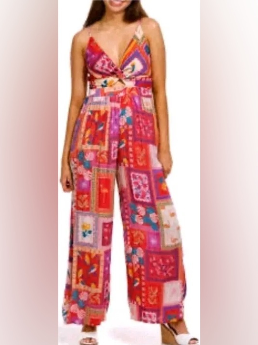 Angie Women's Twist Front Wide Leg Jumpsuit (Style B5A42).